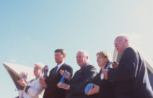12 Aug 2000: Australian medal winners (from left) Sandra Morgan (1956 Gold), Ian Brown (1976 Bronze), Kevin Berry (1964 Gold), Danielle Roche (1996 Gold) and Peter Norman (1968 Silver) with medals during a press conference at the Sydney Opera House in Sydney, Australia. Mandatory Credit: Adam Pretty/ALLSPORT